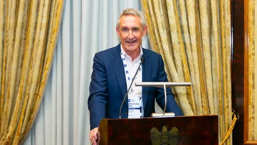 Jean Philip De Tender speaking at the ABU-Rai Days conference, in Naples