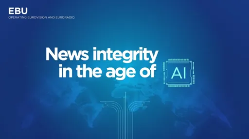 Front cover of the presentation with the words News Integrity in the Age of AI