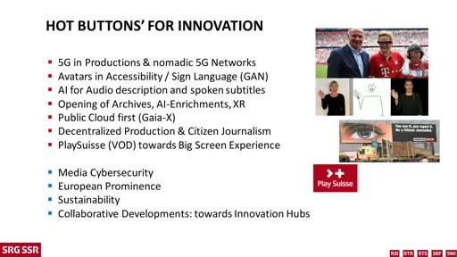 The most promising areas for Innovation today (SRG-SSR)