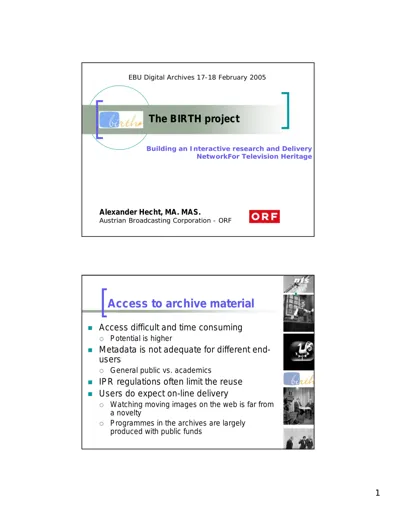 The BIRTH project: Building an Interactive research and Delivery Network for Television Heritage