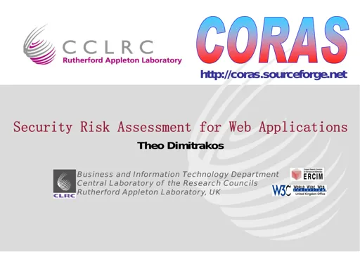 Security Risk Assessment for Web Applications - The Coras project model