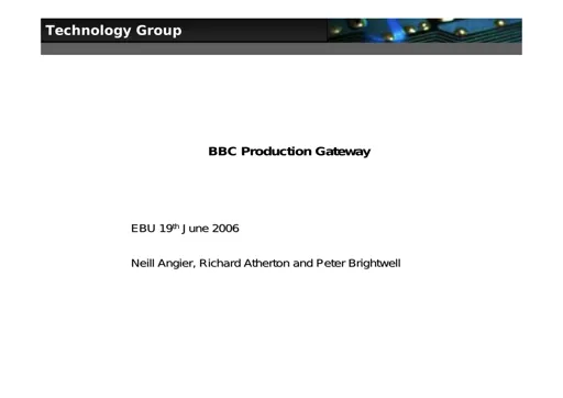 BBC Production Gateway