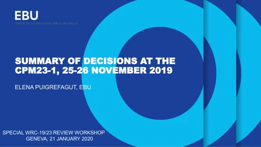 Summary of decisions at the Conference Preparatory Meeting CPM23-1, 25-26 November 2019