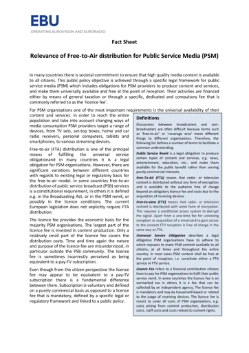 Relevance of FTA distribution for PSM