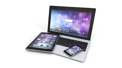 modern devices laptop, smartphone, tablet
