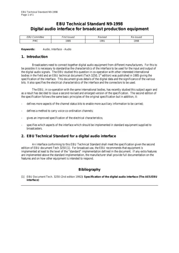 Digital audio interface for broadcast production equipment