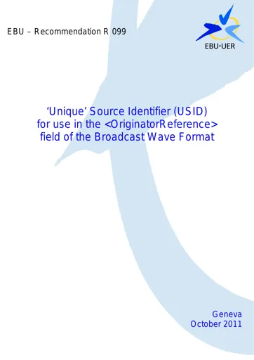 USID for the OriginatorReference field of BWF