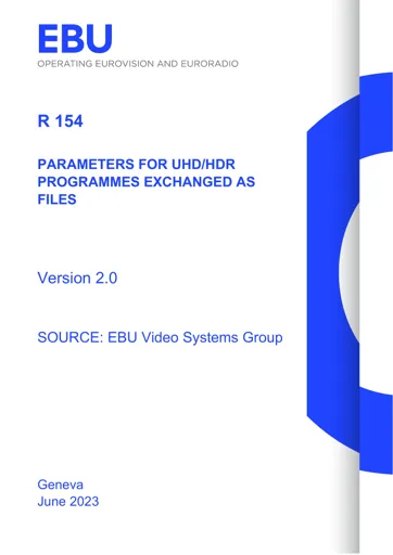 Parameters for UHD/HDR programmes exchanged as files