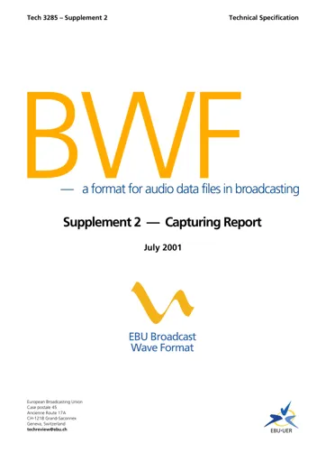 EBU Tech 3285 Supplement 2: BWF - Capturing Report