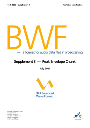 EBU Tech 3285 Supplement 3: BWF - Peak Envelope chunk