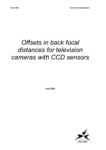 Offsets in Back Focal Distances for TV Cameras with CCD Sensors