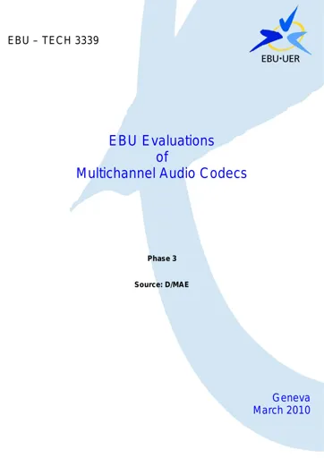 EBU Evaluations of MCA Codecs