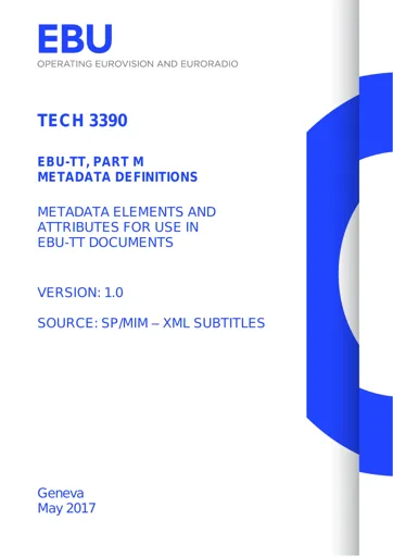 EBU-TT part M, Metadata Definitions