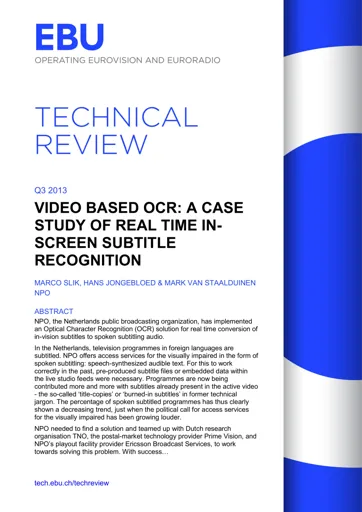 Video based OCR: a case study of real time subtitle recognition