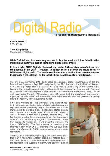 Digital Radio — a receiver manufacturer’s viewpoint