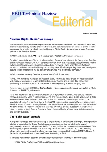 EBU Technical Review - edition 2008 Q3