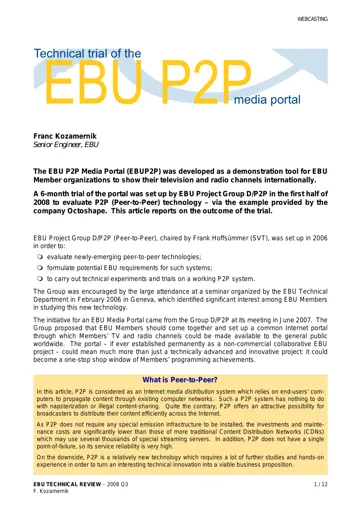 Technical trial of the EBU P2P media portal