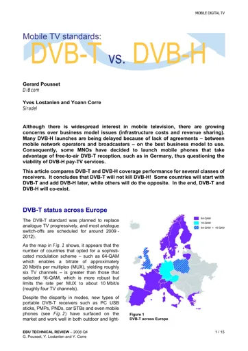 Mobile TV standards: DVB-T vs. DVB-H