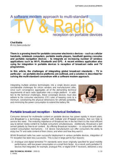 A software modem approach to Radio & TV on mobile devices