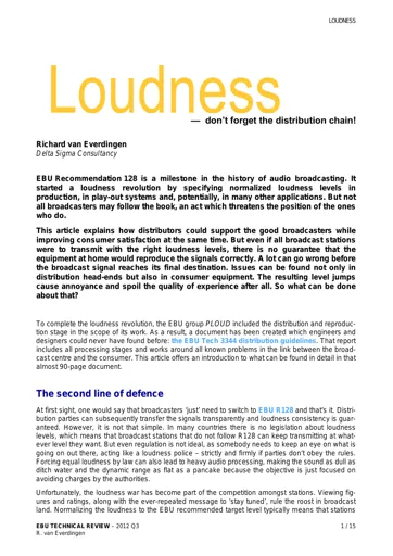 Loudness - don't forget the distribution chain!
