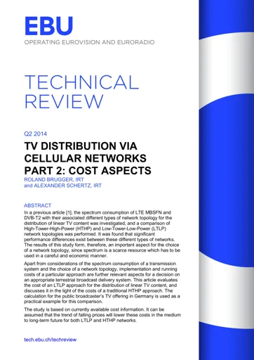 TV Distribution via Cellular Networks Part 2: Costs