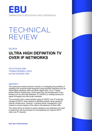 UHDTV over IP-based Networks