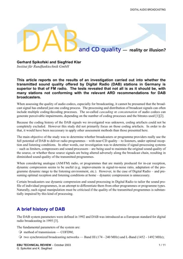 DAB and CD quality — reality or illusion