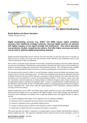 Accurate coverage prediction and optimization