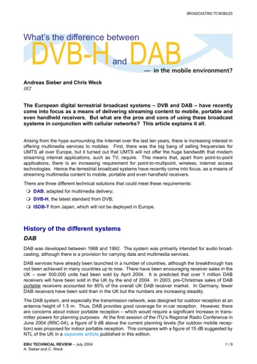 What's the difference between DVB-H and DAB — in the mobile environment