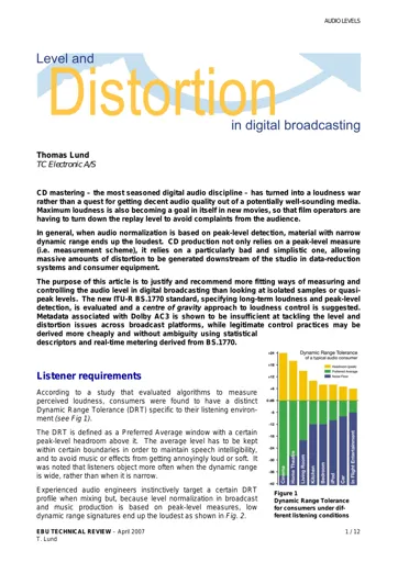 Level and distortion in digital broadcasting