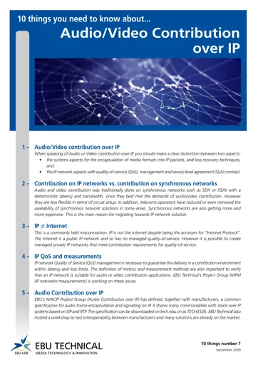 10 things you need to know about: Audio/video contribution over IP